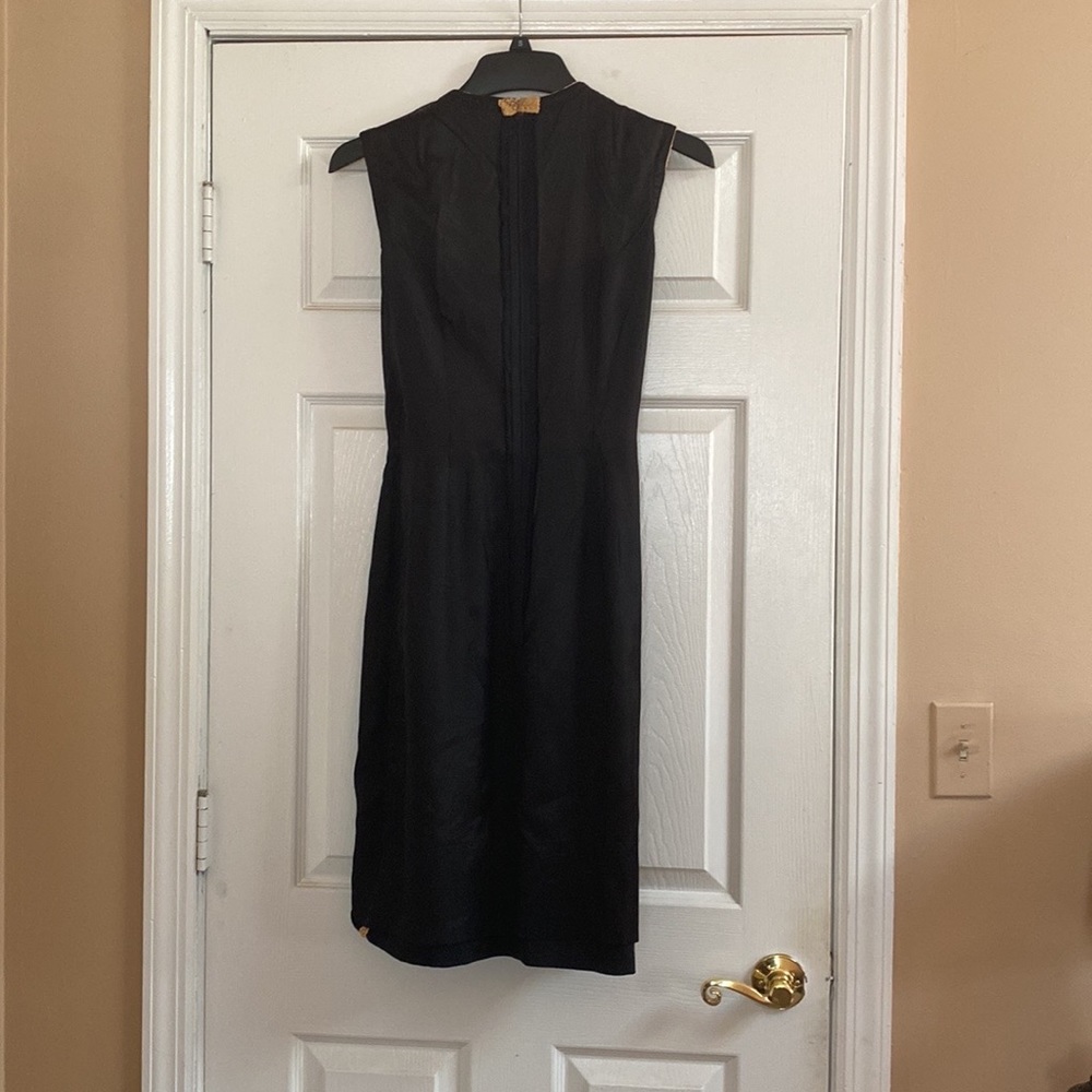 VTG 1960’s Black Linen Wiggle Dress Gold Trim - Picture 14 of 14